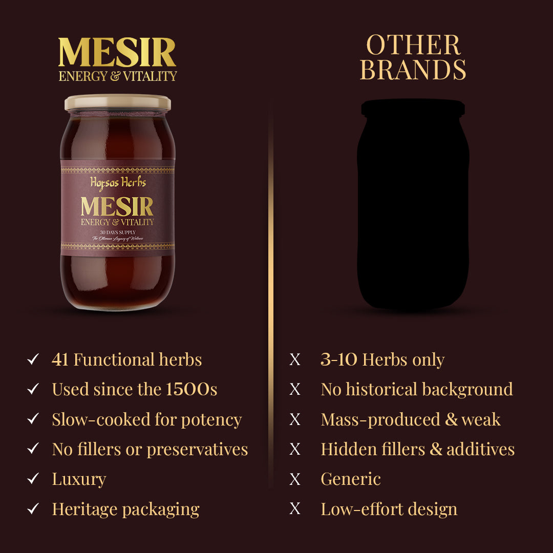 Comparison of hafsas herbs mesir macunu product with other brands on a dark background